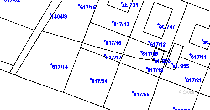 Parcela st. 617/17 v KÚ Stráž nad Nežárkou, Katastrální mapa