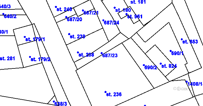 Parcela st. 687/23 v KÚ Stráž nad Nežárkou, Katastrální mapa