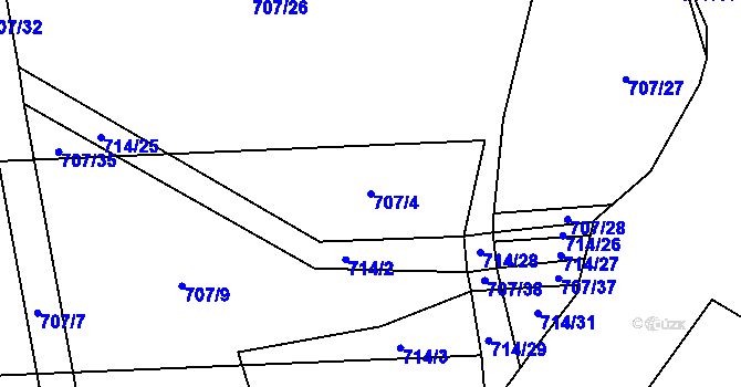 Parcela st. 707/4 v KÚ Stráž nad Nežárkou, Katastrální mapa
