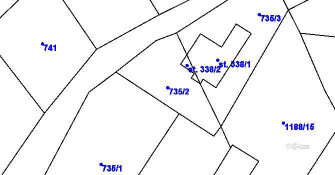Parcela st. 735/2 v KÚ Stráž nad Nežárkou, Katastrální mapa