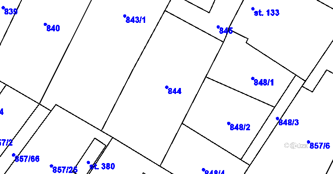 Parcela st. 844 v KÚ Stráž nad Nežárkou, Katastrální mapa