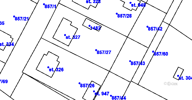Parcela st. 857/27 v KÚ Stráž nad Nežárkou, Katastrální mapa