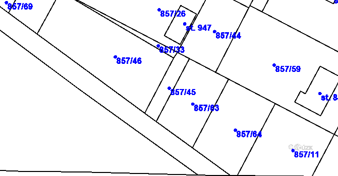 Parcela st. 857/45 v KÚ Stráž nad Nežárkou, Katastrální mapa