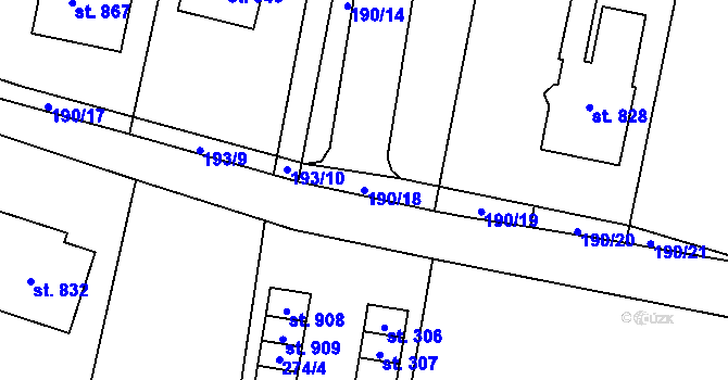 Parcela st. 190/18 v KÚ Stráž nad Nežárkou, Katastrální mapa
