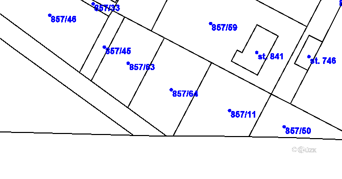Parcela st. 857/64 v KÚ Stráž nad Nežárkou, Katastrální mapa