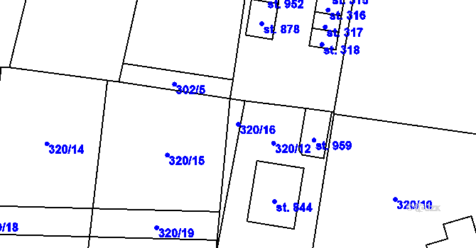 Parcela st. 320/16 v KÚ Stráž nad Nežárkou, Katastrální mapa