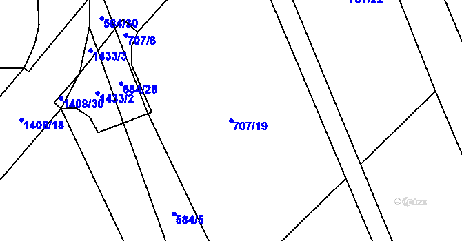 Parcela st. 707/19 v KÚ Stráž nad Nežárkou, Katastrální mapa