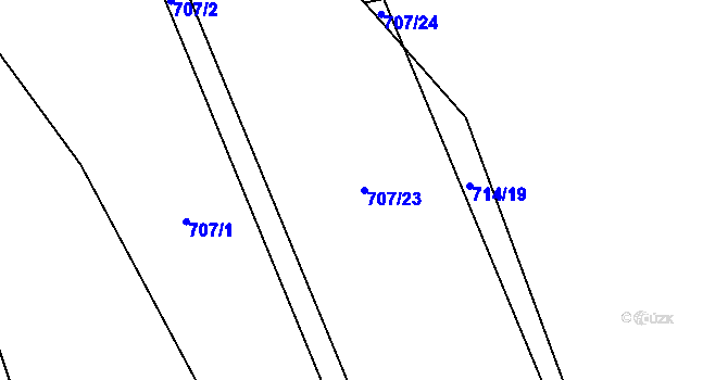 Parcela st. 707/23 v KÚ Stráž nad Nežárkou, Katastrální mapa