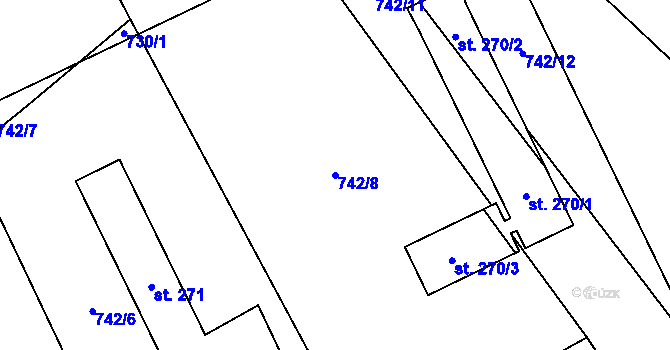 Parcela st. 742/8 v KÚ Stráž nad Nežárkou, Katastrální mapa