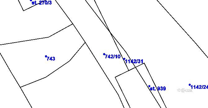 Parcela st. 742/10 v KÚ Stráž nad Nežárkou, Katastrální mapa