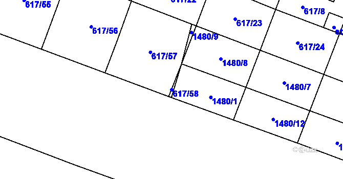 Parcela st. 617/58 v KÚ Stráž nad Nežárkou, Katastrální mapa