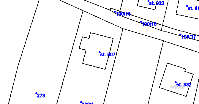 Parcela st. 907 v KÚ Stráž nad Nežárkou, Katastrální mapa