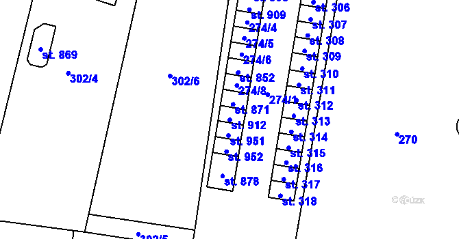 Parcela st. 912 v KÚ Stráž nad Nežárkou, Katastrální mapa