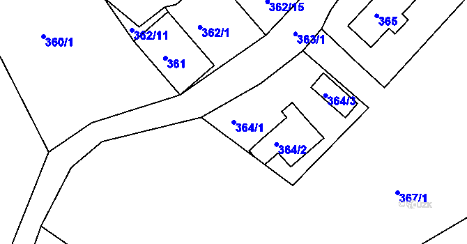 Parcela st. 364/1 v KÚ Stráž nad Nisou, Katastrální mapa