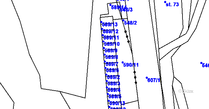 Parcela st. 589/8 v KÚ Stráž nad Nisou, Katastrální mapa