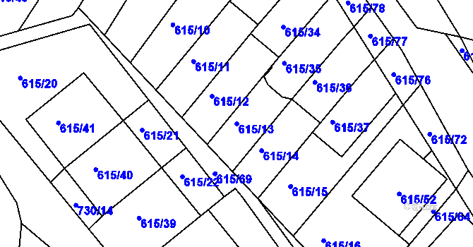 Parcela st. 615/13 v KÚ Stráž nad Nisou, Katastrální mapa
