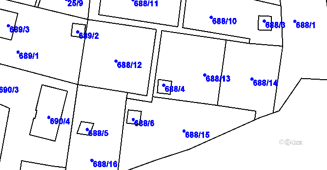 Parcela st. 688/4 v KÚ Stráž nad Nisou, Katastrální mapa
