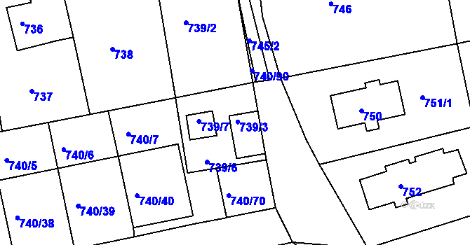 Parcela st. 739/3 v KÚ Stráž nad Nisou, Katastrální mapa