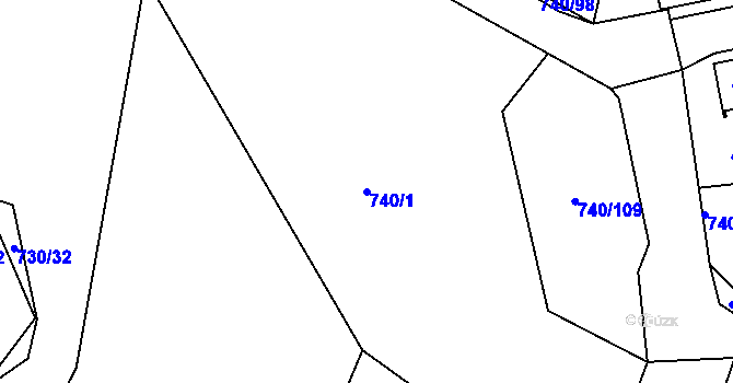 Parcela st. 740/1 v KÚ Stráž nad Nisou, Katastrální mapa
