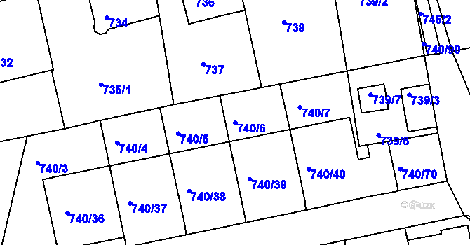 Parcela st. 740/6 v KÚ Stráž nad Nisou, Katastrální mapa