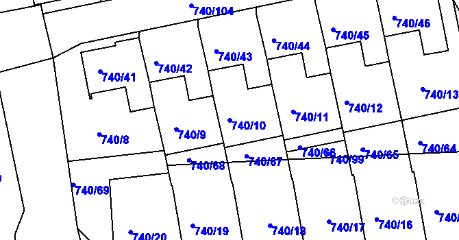 Parcela st. 740/10 v KÚ Stráž nad Nisou, Katastrální mapa