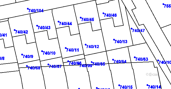 Parcela st. 740/12 v KÚ Stráž nad Nisou, Katastrální mapa