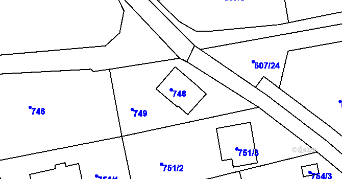 Parcela st. 748 v KÚ Stráž nad Nisou, Katastrální mapa