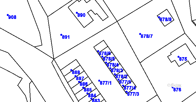 Parcela st. 878/6 v KÚ Stráž nad Nisou, Katastrální mapa