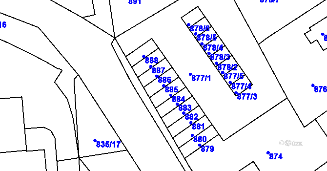 Parcela st. 885 v KÚ Stráž nad Nisou, Katastrální mapa