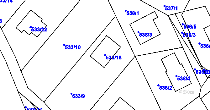 Parcela st. 533/18 v KÚ Stráž nad Nisou, Katastrální mapa