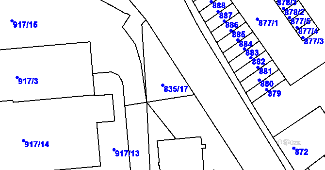 Parcela st. 835/17 v KÚ Stráž nad Nisou, Katastrální mapa