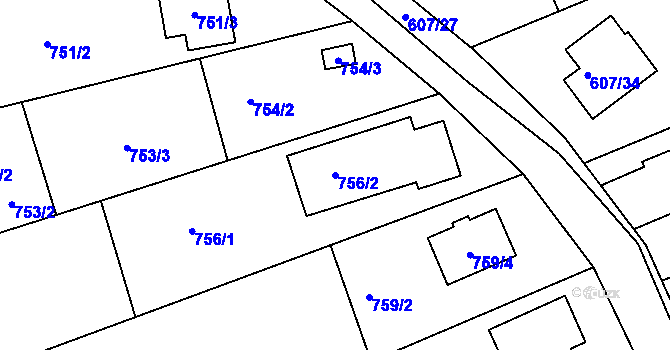 Parcela st. 756/2 v KÚ Stráž nad Nisou, Katastrální mapa