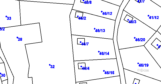 Parcela st. 46/7 v KÚ Svárov u Liberce, Katastrální mapa