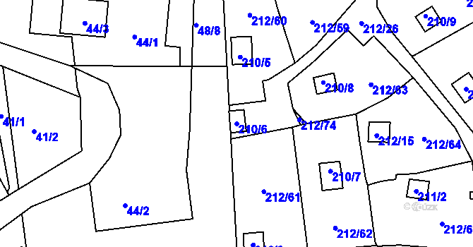 Parcela st. 210/6 v KÚ Svárov u Liberce, Katastrální mapa
