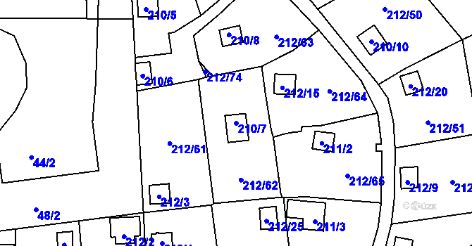 Parcela st. 210/7 v KÚ Svárov u Liberce, Katastrální mapa