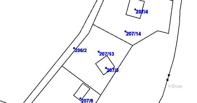 Parcela st. 207/13 v KÚ Svárov u Liberce, Katastrální mapa