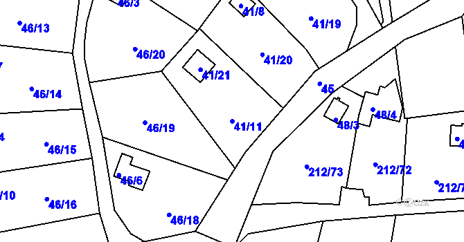 Parcela st. 41/11 v KÚ Svárov u Liberce, Katastrální mapa
