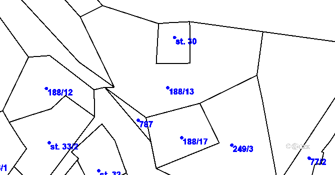 Parcela st. 188/13 v KÚ Osvinov, Katastrální mapa