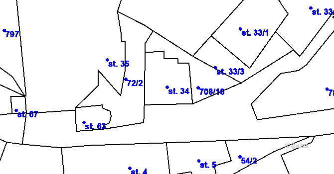 Parcela st. 34 v KÚ Osvinov, Katastrální mapa