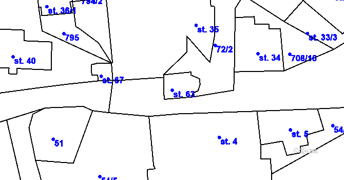 Parcela st. 63 v KÚ Osvinov, Katastrální mapa