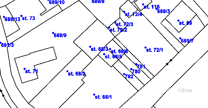 Parcela st. 68/5 v KÚ Osvinov, Katastrální mapa
