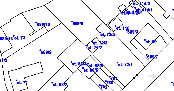 Parcela st. 72/2 v KÚ Osvinov, Katastrální mapa