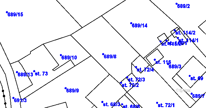 Parcela st. 689/8 v KÚ Osvinov, Katastrální mapa