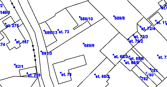 Parcela st. 689/9 v KÚ Osvinov, Katastrální mapa