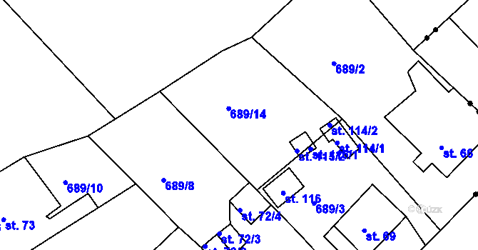 Parcela st. 689/14 v KÚ Osvinov, Katastrální mapa