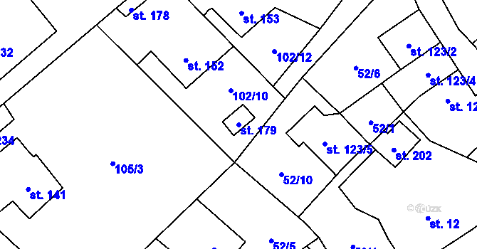 Parcela st. 179 v KÚ Stráž nad Ohří, Katastrální mapa