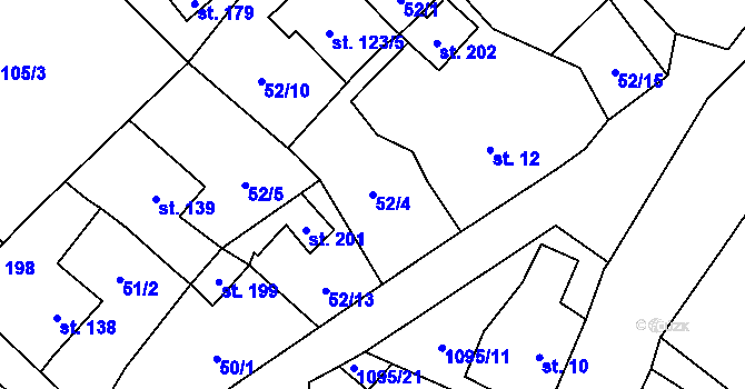 Parcela st. 52/4 v KÚ Stráž nad Ohří, Katastrální mapa