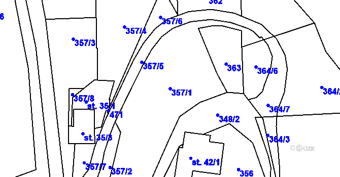 Parcela st. 357/1 v KÚ Peklo, Katastrální mapa