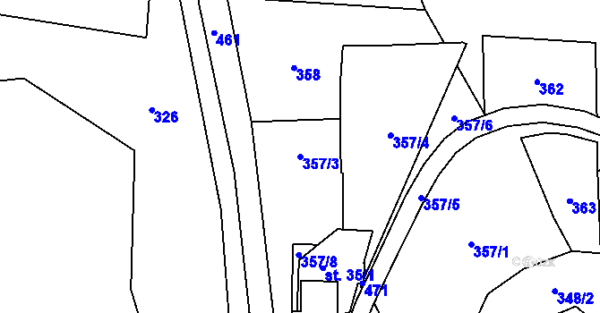 Parcela st. 357/3 v KÚ Peklo, Katastrální mapa