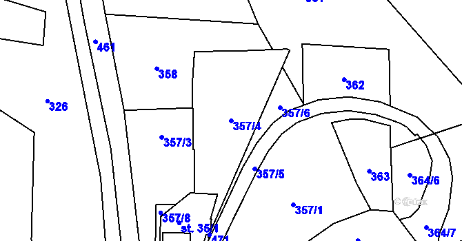 Parcela st. 357/4 v KÚ Peklo, Katastrální mapa